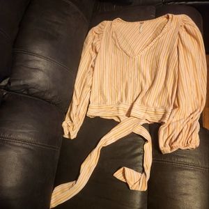 Free People Stripped Open Back Blouse
